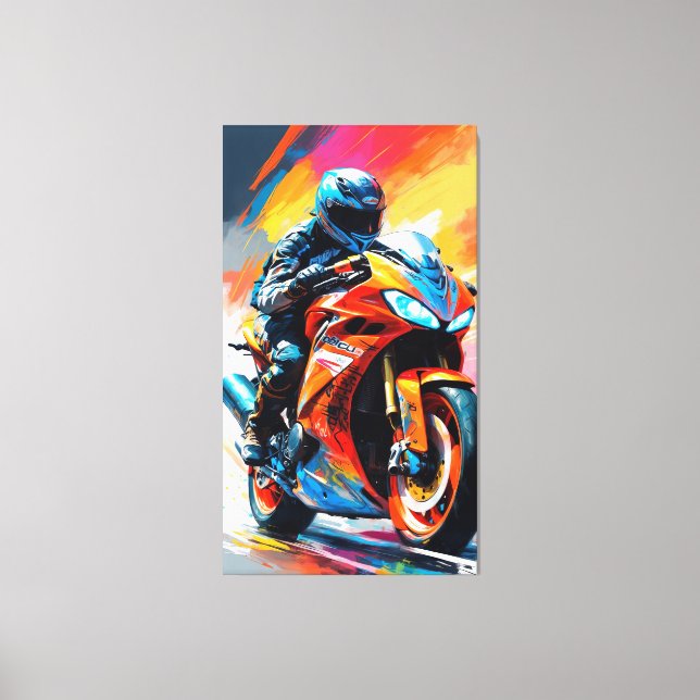 Lienzo Carreras de motocicletas de alta velocidad (Anverso)