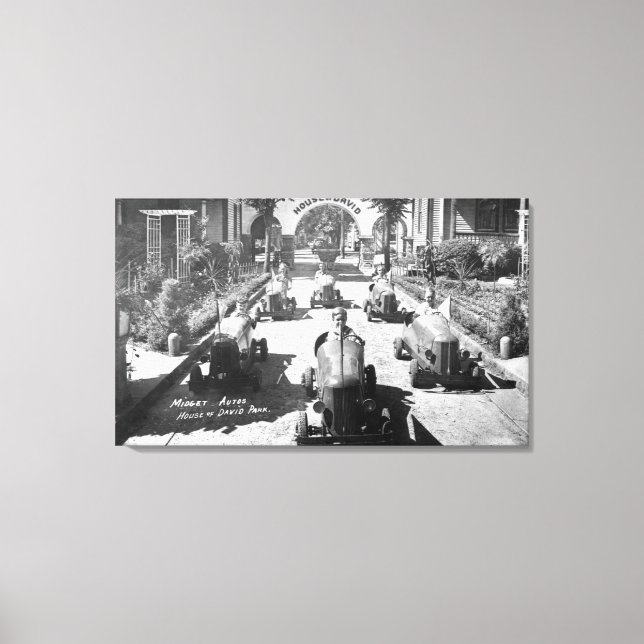 Lienzo Carreras infantil en coches en miniatura (Anverso)