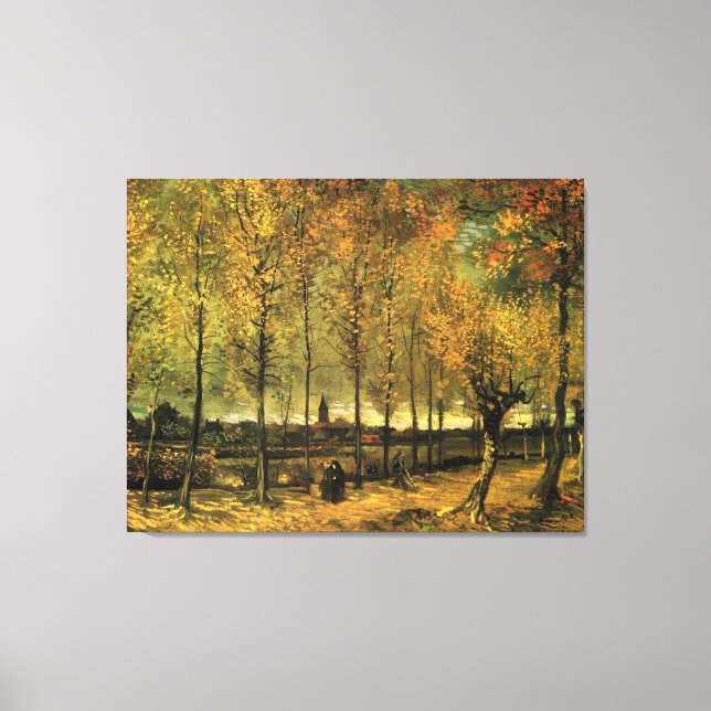 Lienzo Carretera con álamos de Vincent van Gogh. Impres f (Anverso)