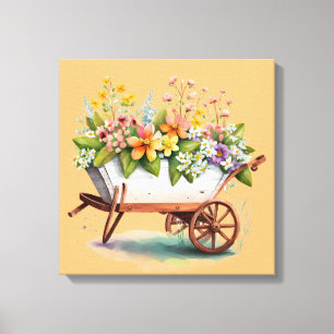 Lienzo Carretilla De Flores