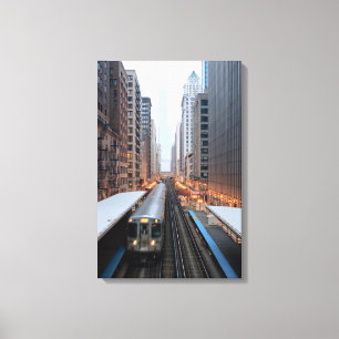 Lienzo Carril elevado en Chicago céntrica sobre Wabash