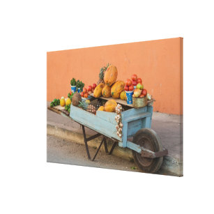 Lienzo Carrito de frutas y verduras, Cuba
