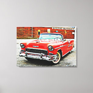 Lienzo Carro clásico Red Bel Air Poster estilo Art Canvas