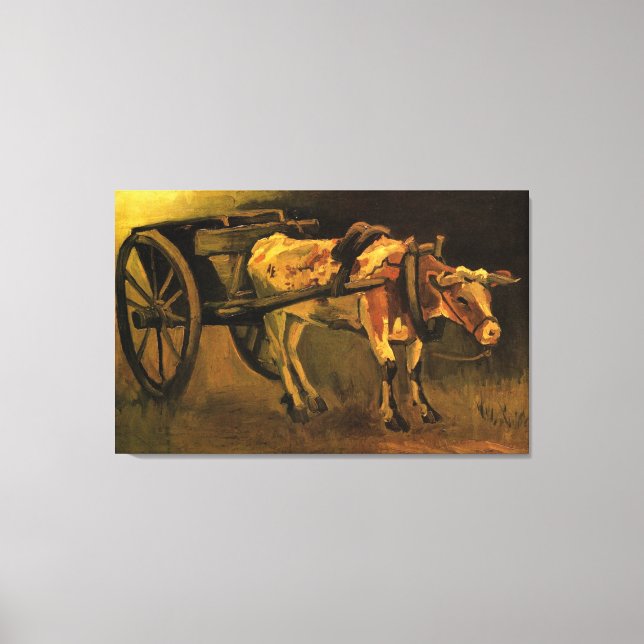 Lienzo Carro con ox rojo y blanco de Van Gogh. (Anverso)