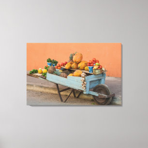 Lienzo Carro de frutas y verduras, Cuba