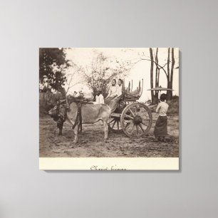 Lienzo Carro tirado por dos bueyes en Mandalay, Birmania