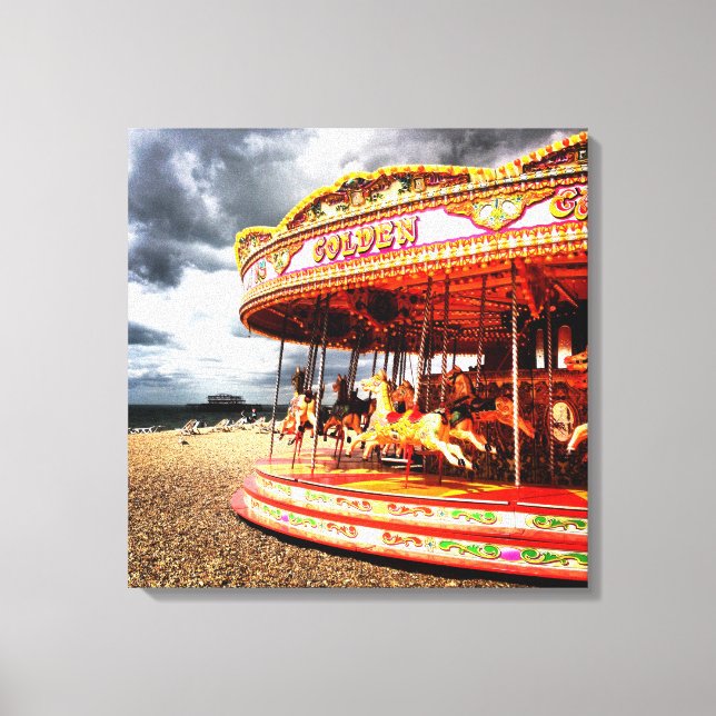 Lienzo Carrusel en la playa Brighton (Anverso)