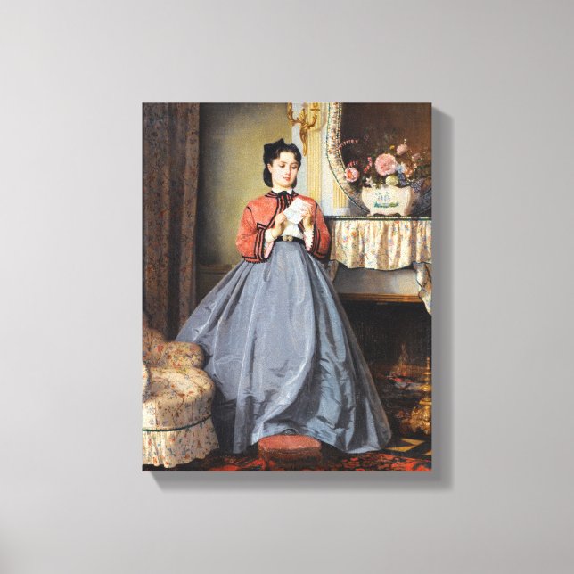 Lienzo Carta de amor de August Toulmouche (Anverso)