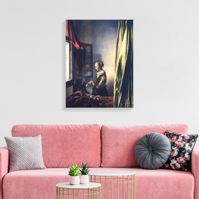 Lienzo Carta de lectura chica por ventana abierta | Verme (Insitu (Sala de estar))