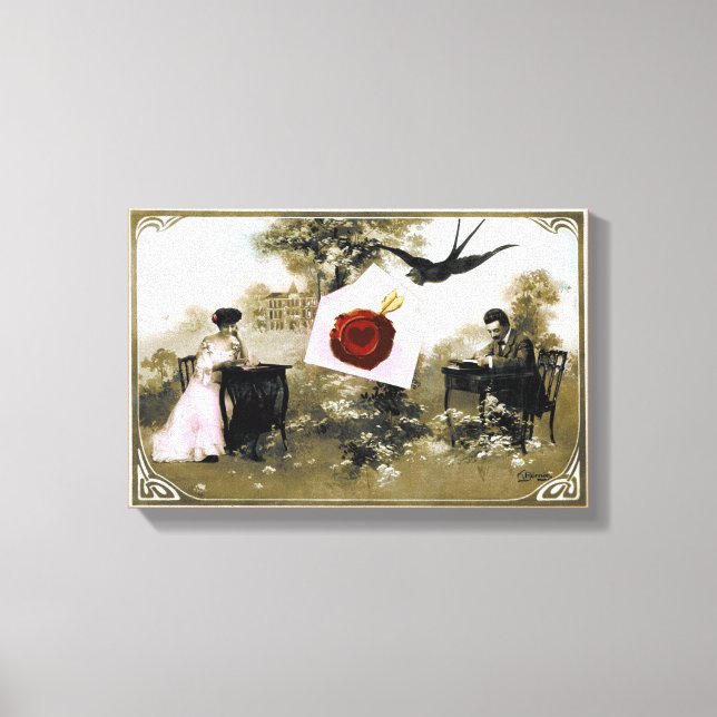 LIENZO CARTA DE VALENTINA ROMÁNTICA, SELLO DE CERA ROJA (Anverso)