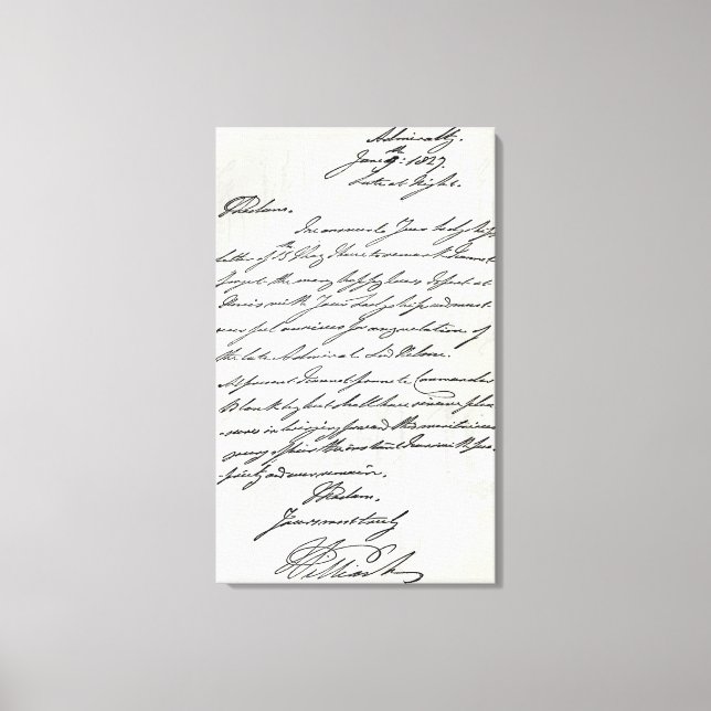 Lienzo Carta de William IV a Lady Nelson (Anverso)