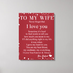 Lienzo Carta Personalizada A Mi Esposa, Pareja San Valent