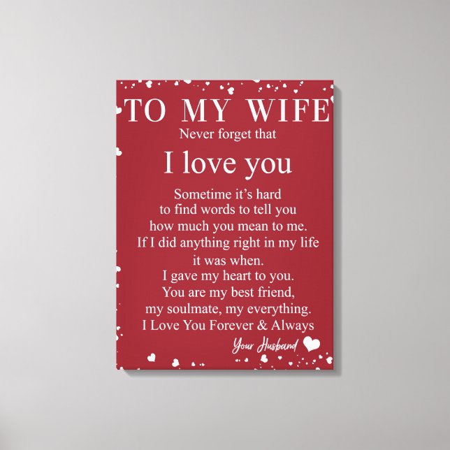 Lienzo Carta Personalizada A Mi Esposa, Pareja San Valent (Anverso)