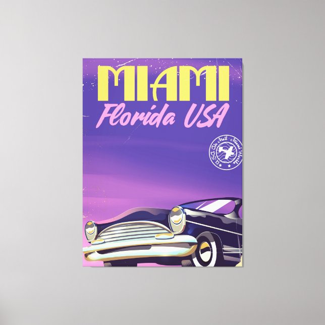 Lienzo Cartel antiguo de Miami Florida EE. UU. (Anverso)