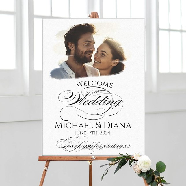 Lienzo Cartel de bienvenida de boda con caligrafía elegan (Subido por el creador)