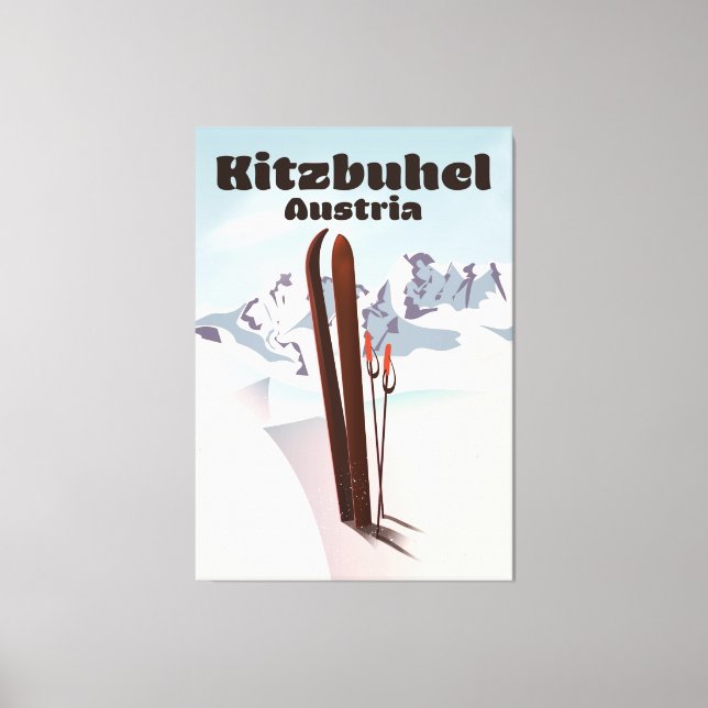 Lienzo cartel de esquí austriaco de kitzbuhel (Anverso)
