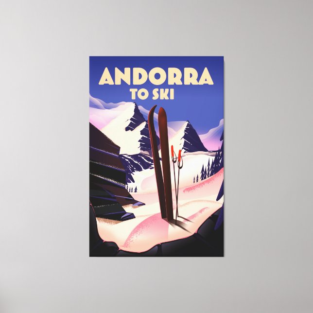 Lienzo Cartel de esquí de Andorra. (Anverso)