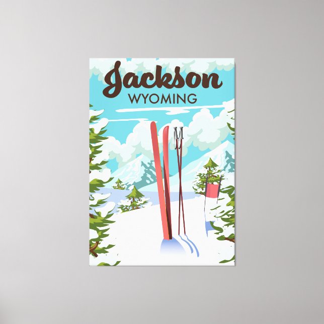 Lienzo Cartel de esquí de Jackson Wyoming (Anverso)