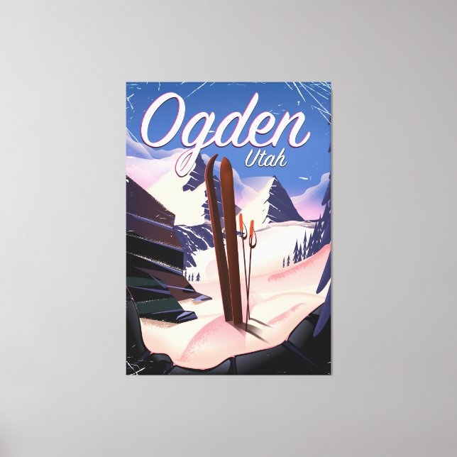 Lienzo cartel de esquí de ogden, Utah (Anverso)