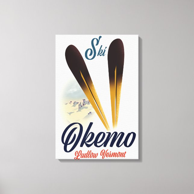 Lienzo Cartel de esquí de Okemo Ludlow Vermont (Anverso)