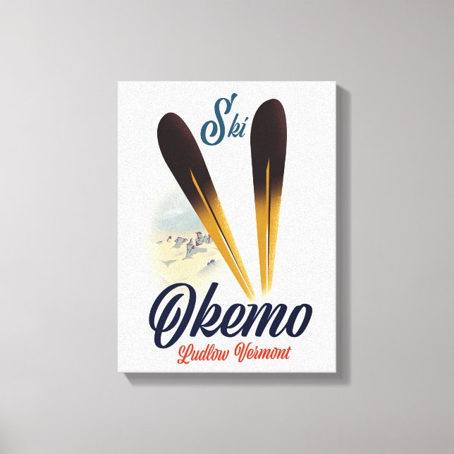 Lienzo Cartel de esquí Okemo Ludlow Vermont (Anverso)