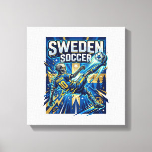 Lienzo Cartel de estilo de esqueleto de fútbol de Suecia