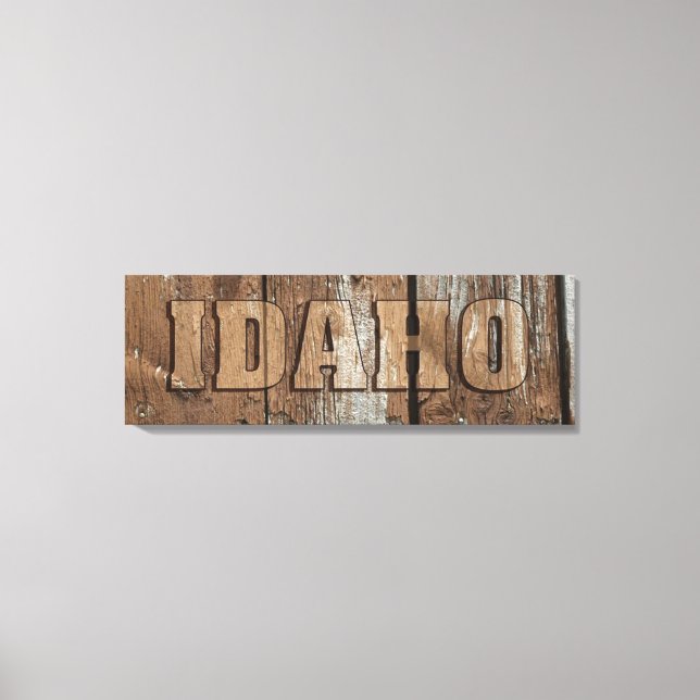 Lienzo Cartel de Idaho en madera rústica (Anverso)