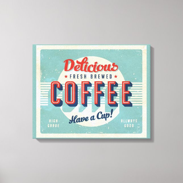 Lienzo Cartel de la cosecha - Café recién hecho (Anverso)