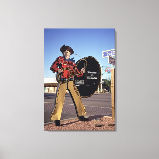 Lienzo Cartel de la figura de un vaquero que da la bienve (Anverso)