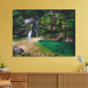 Lienzo Cartel de la impresionante cascada Virje, Esloveni