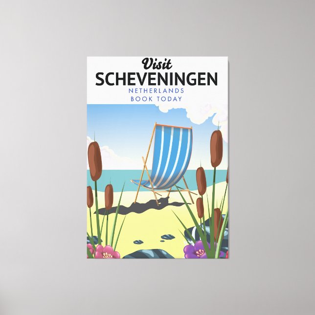 Lienzo Cartel de la playa de Scheveningen Países Bajos (Anverso)