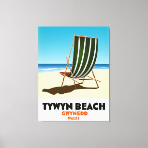 Lienzo Cartel de la playa de Tywyn Gwynedd Gales