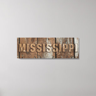 Lienzo Cartel de lona de madera rústica de Mississippi
