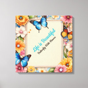 Lienzo Cartel de Mariposas de Dibujos Animados en Pastel