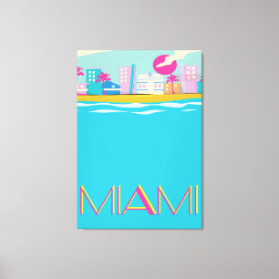 Lienzo Cartel de Miami Travel de los años 80