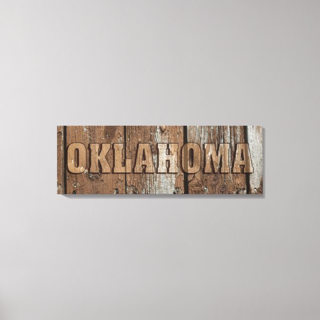 Lienzo Cartel de tela de madera rústica de Oklahoma (Anverso)