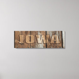 Lienzo Cartel de tela rústico de madera de Iowa