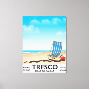 Lienzo Cartel de tren vintage de Tresco Isles of Scilly