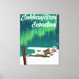 Lienzo Cartel de vacaciones de aurora boreal en Jukkasjär