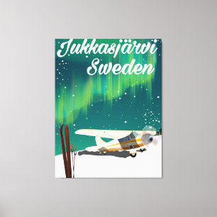 Lienzo Cartel de vacaciones de aurora boreal en Jukkasjär