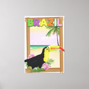Lienzo Cartel de vacaciones de playa del tucán de Brasil
