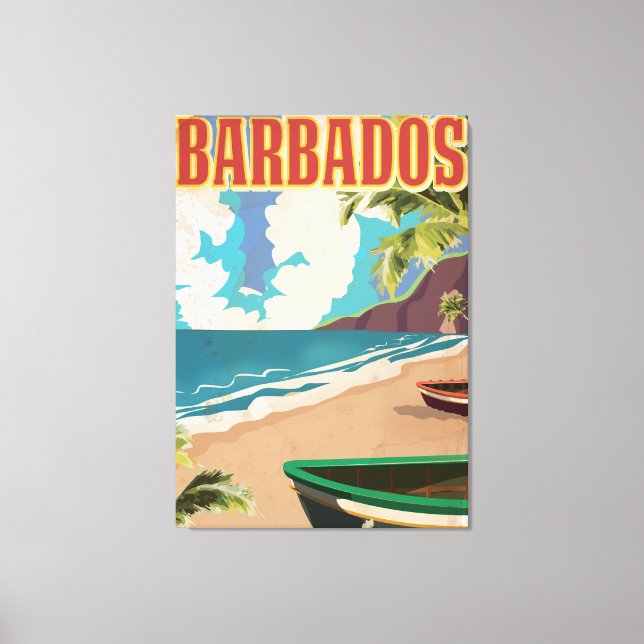 Lienzo cartel de viaje a Barbados (Anverso)