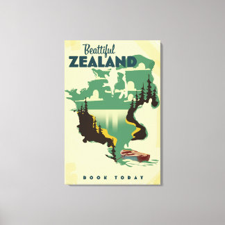 Lienzo Cartel de viaje a Beautiful Zealand