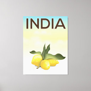 Lienzo Cartel de viaje a India Limón