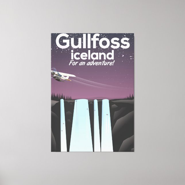 Lienzo Cartel de viaje a la cascada Gullfoss Islandia (Anverso)