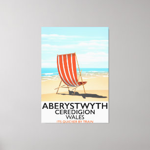 Lienzo Cartel de viaje a la costa de Aberystwyth Gales