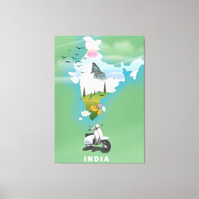 Lienzo Cartel de viaje a la India (Anverso)