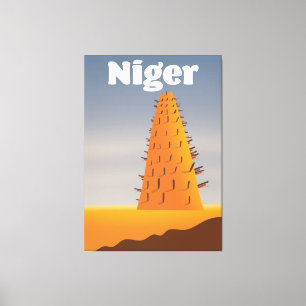 Lienzo cartel de viaje a la Mezquita de Agadez en Níger