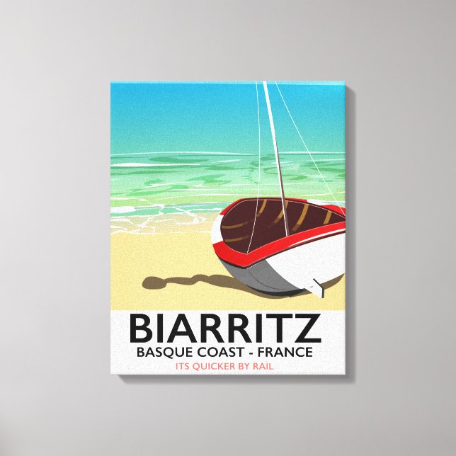Lienzo Cartel de viaje a la playa de Biarritz Francia (Anverso)