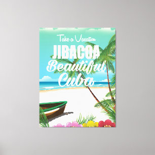 Lienzo Cartel de viaje a la playa de Jibacoa Cuba